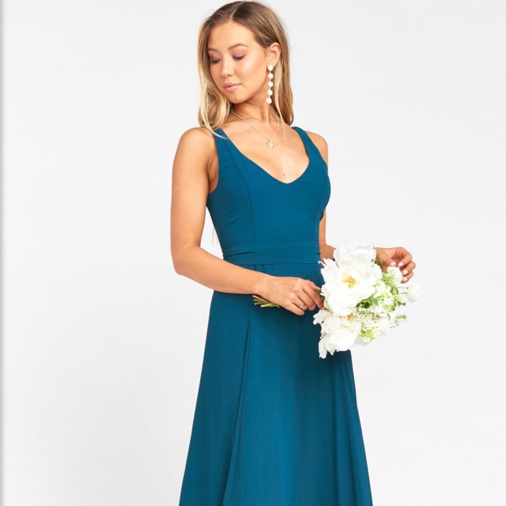 Mumu Jenn Maxi Dress Deep Jade Chiffon NWT L